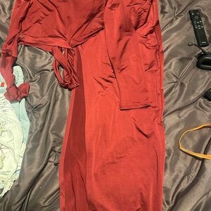 Elegant Red Long Sleeve Dress